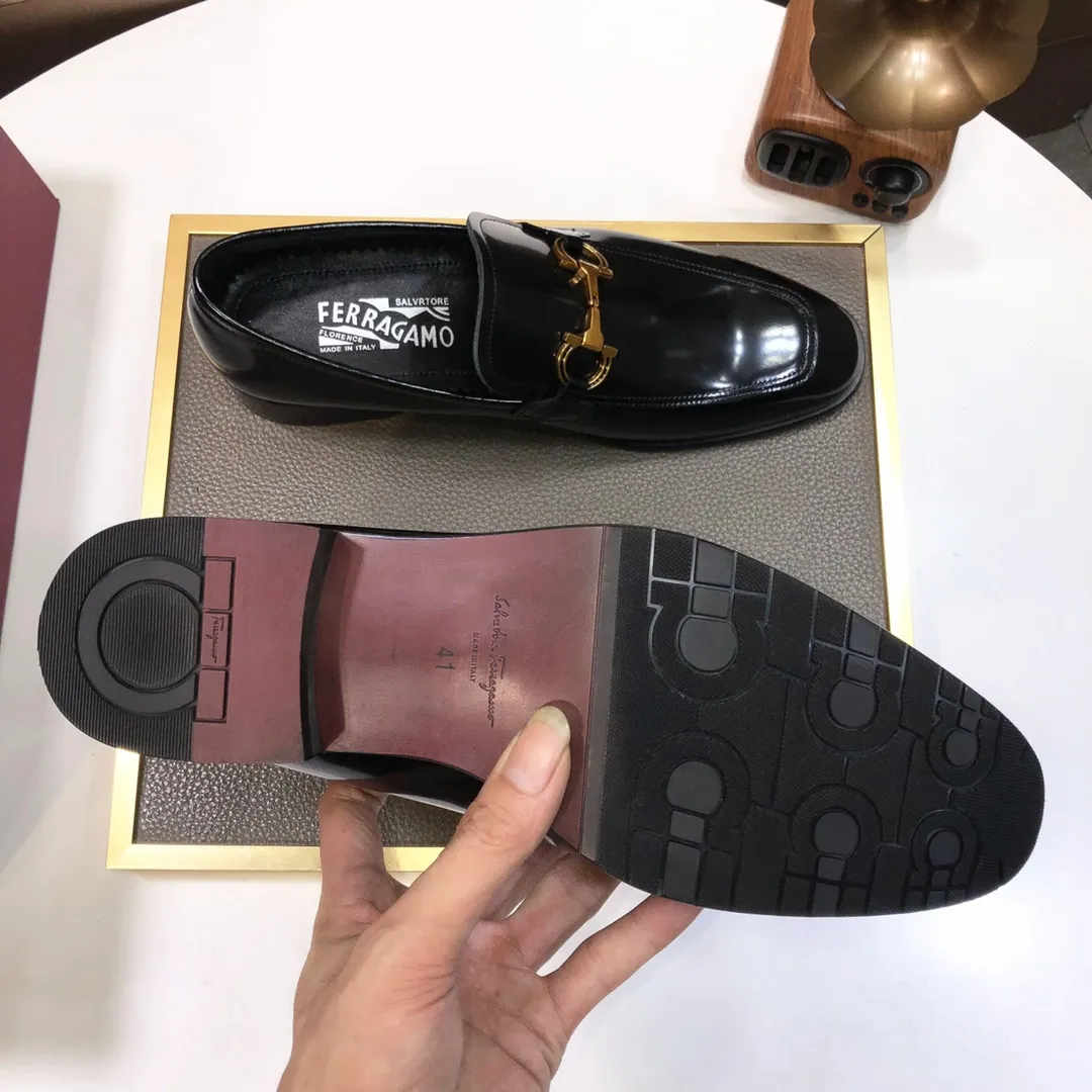 Men's shoes 💰500💰 [Ferragamo/Ferragamo] The latest model in the counter. Original imported high-quality cowhide with open sides + imported 🐂 water-dyed cowhide lining + original luxury metal buckle + original combination outsole. Comparison without pressure 38--45 (45 is custom-made and cannot be returned or exchanged)